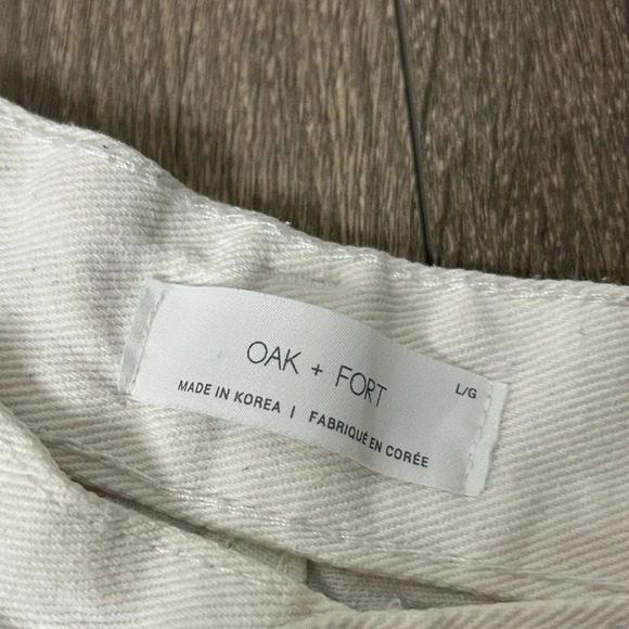 Oak + Fort Bermuda Jorts Jean Shorts High Rise Cutoffs Distressed denim Large - Picture 8 of 16